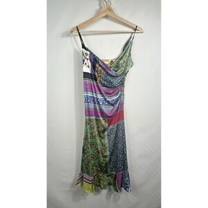 Vintage Patchwork Scarf Cowl Neck Silk Dress Romantic Fairy Coquette Designerl 6